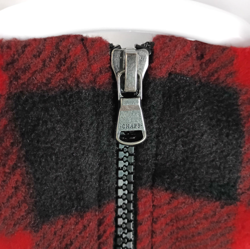 Chaps NWT Fleece Vest Women XLP Petite Full Zip Red Black Buffalo Plaid Pockets - Picture 7 of 10