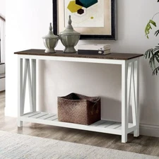 Farmhouse Console Table Rustic Vintage Narrow Sofa Table Entryway Living Room