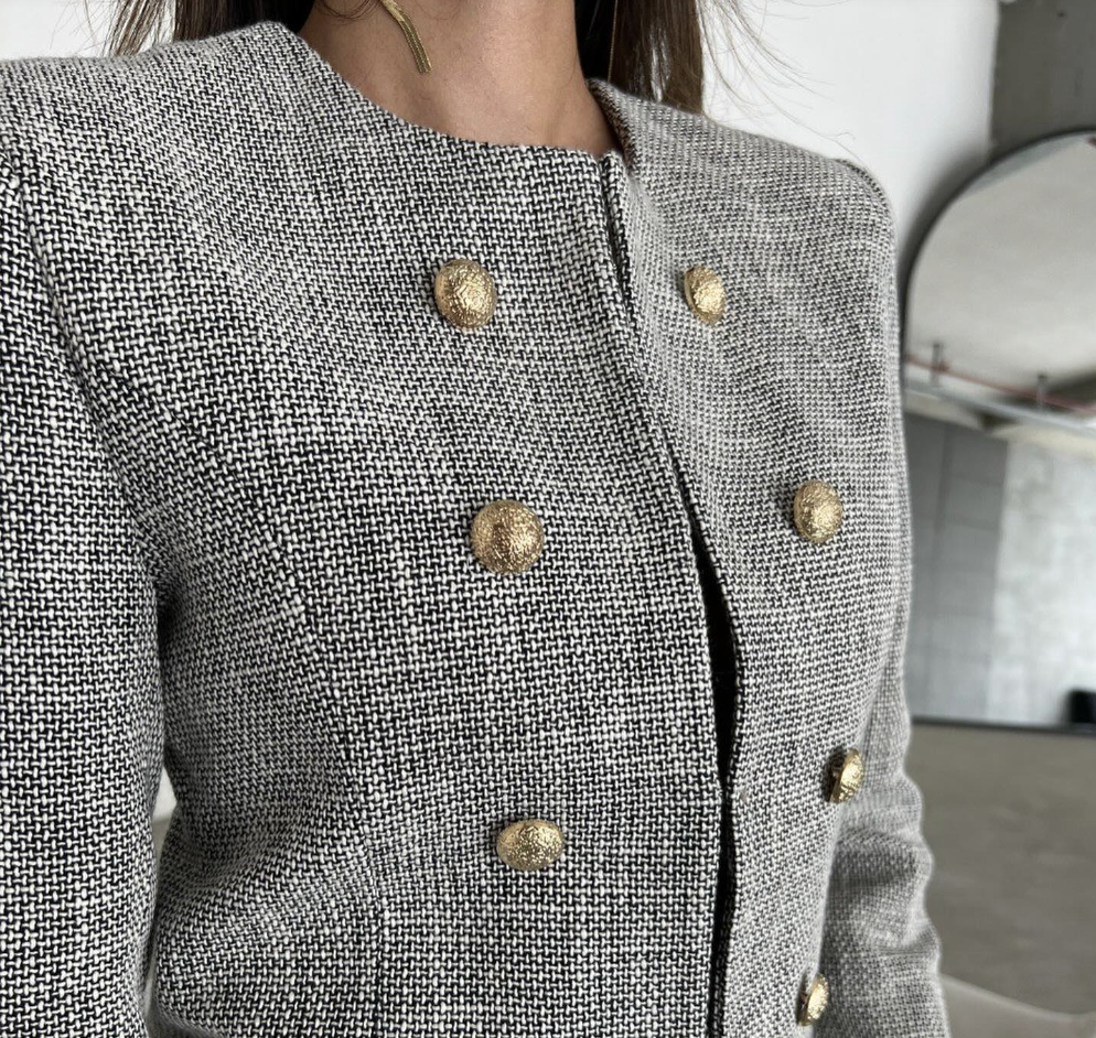 GOLD DOUBLE BUTTON DRESS COAT グレー GOLD DOUBLE BUTTON DRESS COAT グレー Double Breasted Gray