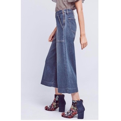 NEW Anthropologie Current Elliott Ultra High Rise Wide Leg Culottes Sz 23 $258