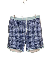Johnnie-O Men's XL 7" Richey Board Shorts Lake Blue Diamond Pattern Swimsuit NWT