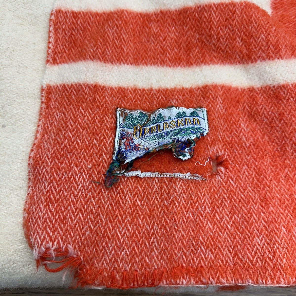 Orrlaskan Orr Felt & Blanket Co Striped Orange Green 100% Wool