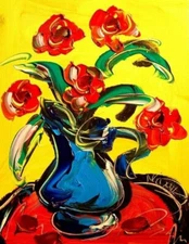 FLOWERS   ART ARTWORK Large Abstract Modern Original Oil Painting 6jbT6EyH