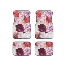 Flower Theme Background Car Mats Set of 4