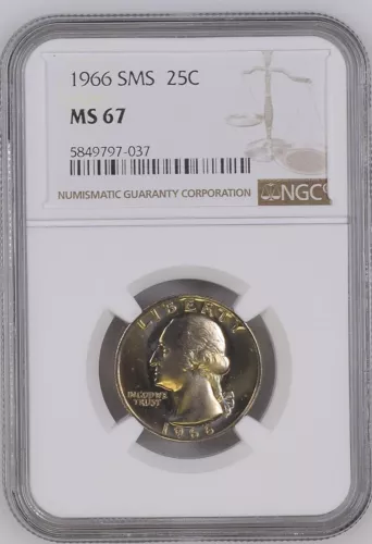 1966 NGC SMS MS67 Washington Quarter - Price Guide $30