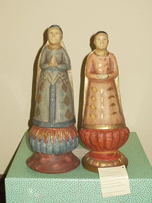 TWO R. Shipman Inc Saints Wood Hand Painted - One w Tag - St. Edward & Friend