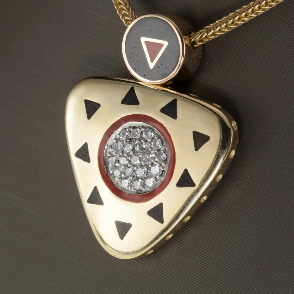 Splendido La Nouvelle Bague 18k Oro Giallo Smalto Ciondolo E Orecchini Parure - Immagine 4 di 4