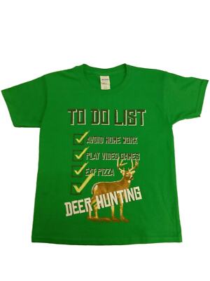 Boys Green Deer Hunting To Do List T-Shirt Avoid Homework Tee Shirt