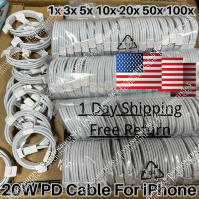 1-100x PD USB Type C Fast Charger Cable For iPhone 14 13 12 11 Pro Max XR XS Lot