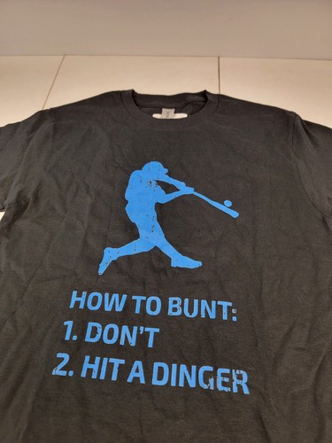 How To Bunt Don't, Hit A Dinger Shirt Funny Baseball Player T-Shirt Youth Size S - Picture 3 of 8