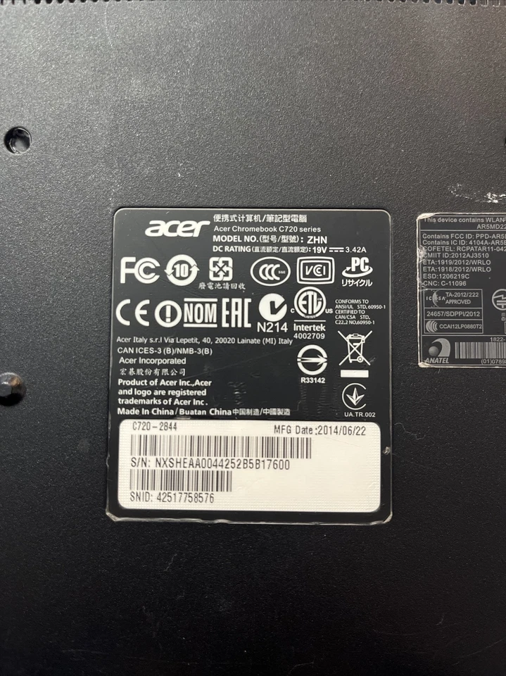 宏碁 Chromebook C720 系列 - 2014 — 第 3/3 张图片