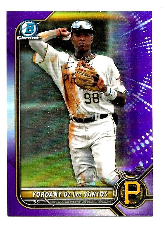 2) 2022 Bowman Chrome Draft Yordany De Los SantosPurple Border