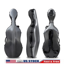 4/4 Black Stripe Cello Case Carbon Fiber Strong Light Cello Box with Wheels