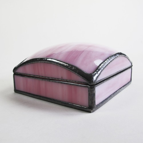 Stained glass jewelry box - pink color art glass - Picture 7 of 8