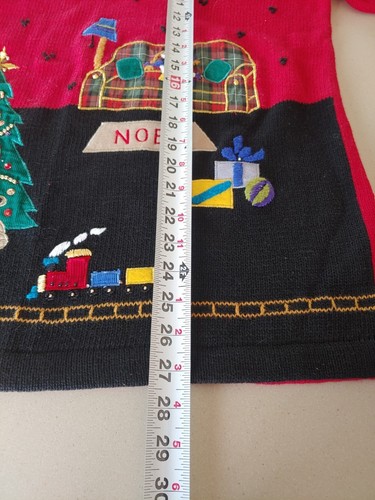 Vintage 3d Christmas Sweater Ugly Mock Turtleneck Pullover Gift Tree Train M - Picture 11 of 12