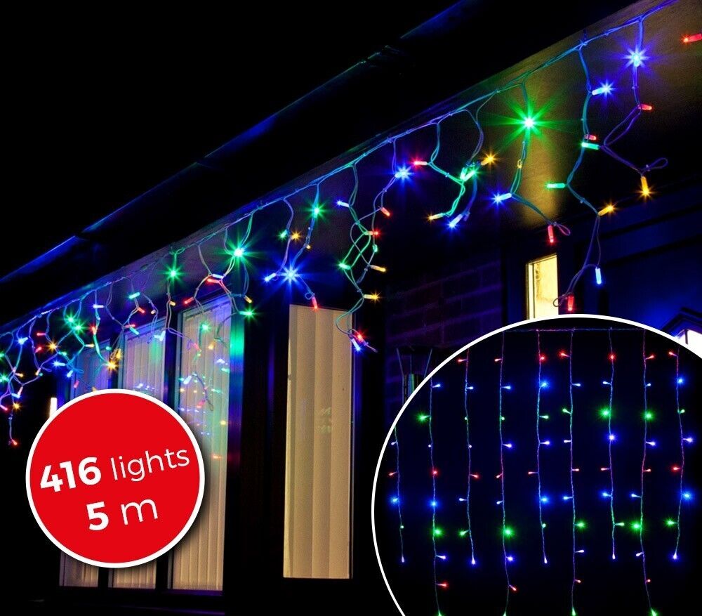 031434 Cortina efecto multicolor 416 luces led para navidad 5metros uso interior