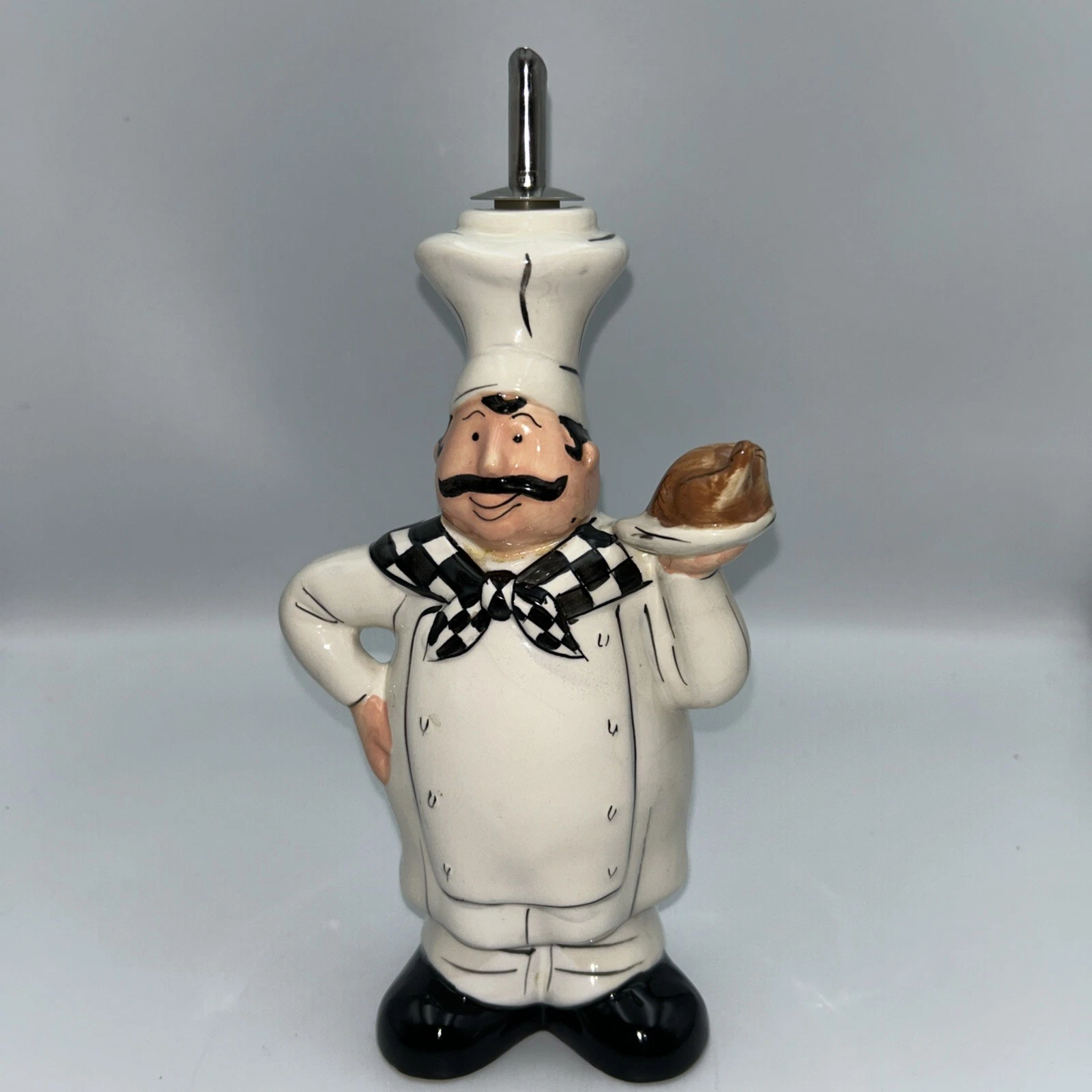 Ceramic Italian Chef Statue Figurine Olive Oil/Vinegar Bottle Dispenser - EUC