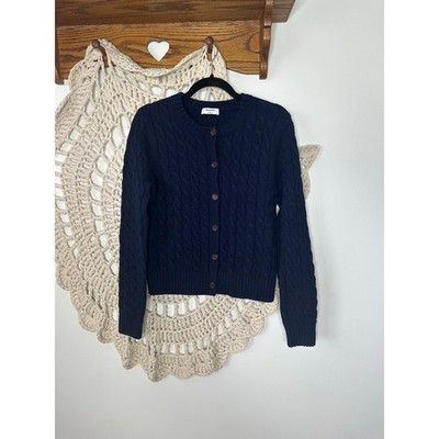 Aritzia Sunday Best Taylor Navy Blue Cable Knit Wool Blend Cardigan Sweater M