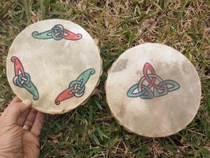 Vintage Irish Celtic Drum Lot - Goat skin Drum / 7" Vintage Dublin Ireland Drums