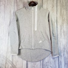 Nike Tech Jacket womens sz Medium Fleece Moto Cape pullover gray heather  white