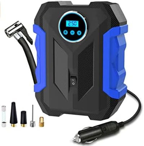 Gonfiatore digitale portatile per pneumatici con luce LED, DC 12V, blu - Foto 4 di 11