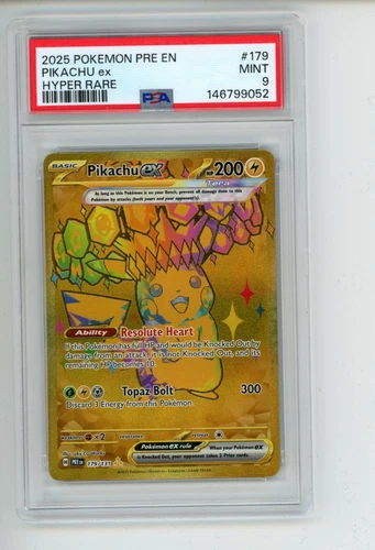 2025 Pokemon Prismatic Evolutions Pikachu EX 179/131 Hyper Rare PSA 9 MINT