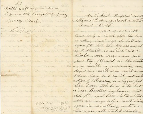 S. F. Stearns – Civil War Soldier - 1863 Civil War Naval Hospital Letter