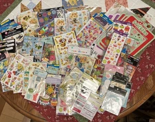 Scrapbooking Stickers Huge Lot Rhinestones Puffy Dimensional 100 Packs