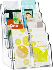 Acrylic Brochure Holder 8.5 X 11 Inch, 4-Tier Clear Acrylic Literature Display S