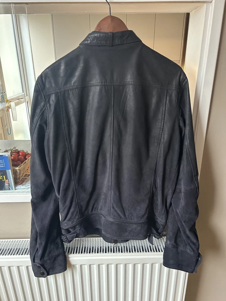 Men’s Roberto Cavalli Navy Leather Jacket Size 48 Just Cavalli - Image 3 of 4