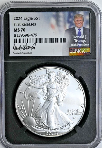 2024 SILVER 1oz $1 NGC First Release MS 70 Eagle Dollar Donald Trump