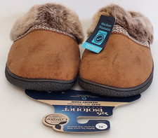 Isotoner Signature Womens Slide On-Slippers Cognac Faux Fur Trim XL 9.5-10 NWT