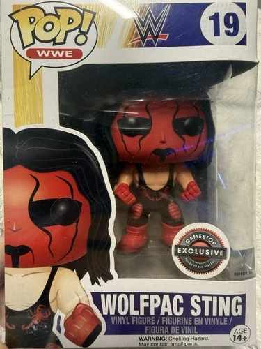 Funko Pop! WWE Wolfpac Sting #19 Gamestop Exclusive + Protector -Box Not Perfect