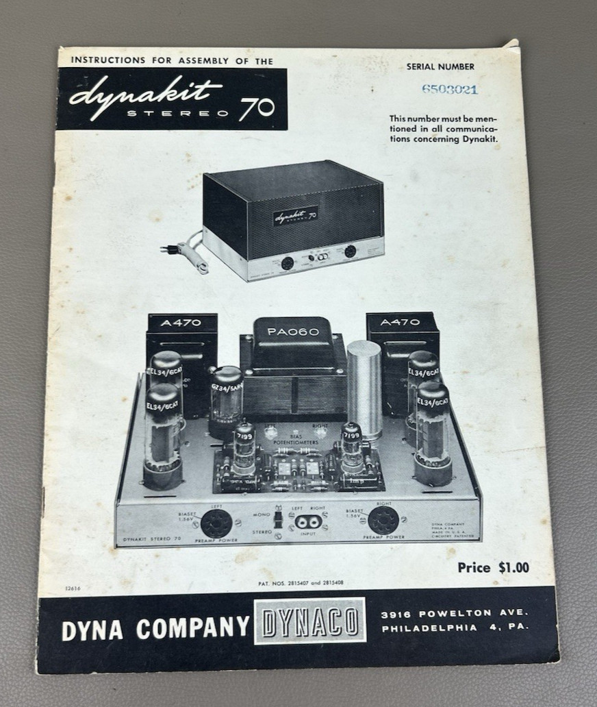 Dynaco ST-70 Assembly Manual D-1496
