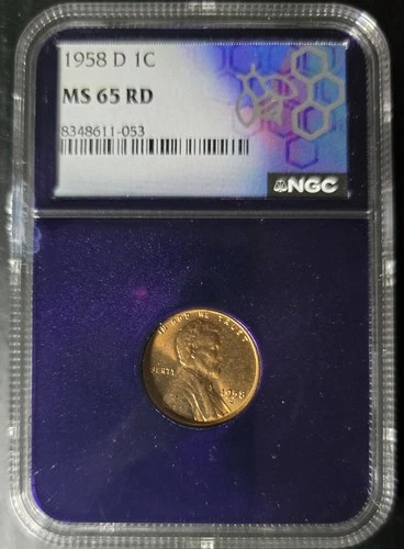 1958 D 1C MS65 RD Lincoln Cent