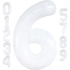 Giant White Number 6 Balloon - 40 Inch for 6th Birthday Decorations