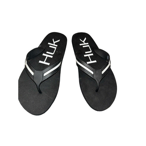 HUK Flipster Sandles Flip Flops Black & White Boys Size 5Y - Picture 1 of 7