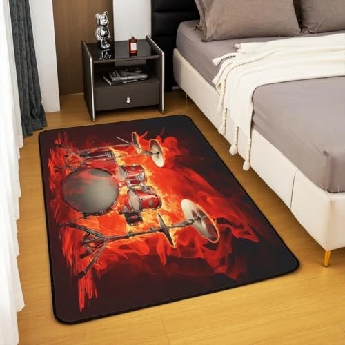Kit de batería alfombra de área 4x5 música rock temática alfombra decorativa fuerte niños musical Foto 4 de 4