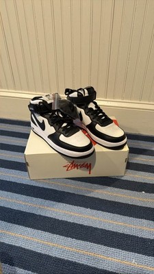 Nike x Stussy Air Force 1 Mid Black White DJ7840-002 Men's size 10