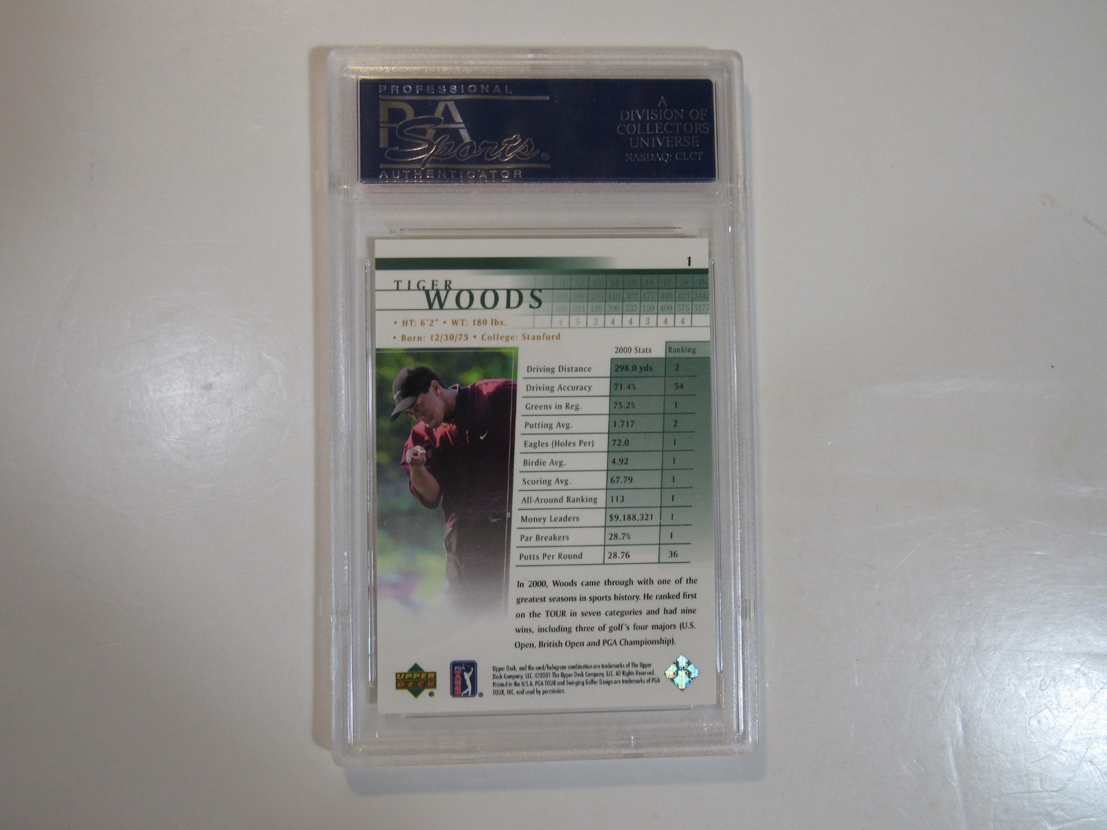 2001 Upper Deck - Tiger Woods Rookie Card (RC) #1 - PSA 9 - MINT Condition...! view 4