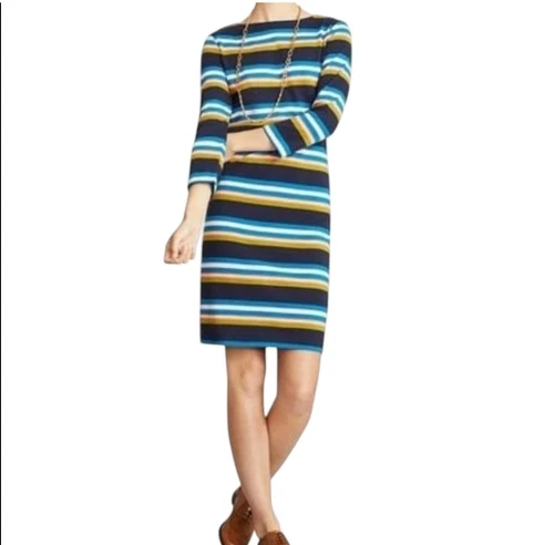 VETEMENTS Abito midi Brooks Brothers interlock cotone righe scollo barca cambio taglia small