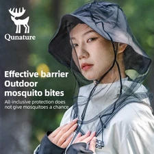 Qunature Mosquito Head Net Mesh Face Cover for Insect & Bugs Fits All Hats w/Bag