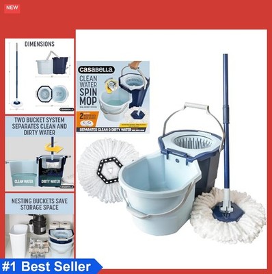 Spin Mop System Two Bucket Design Microfiber Mop Head Refill Pedal Spinner