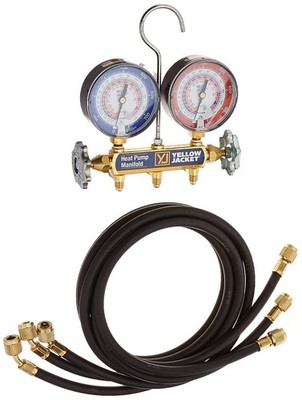 Yellow Jacket 42044 Heat Pump Manifold, 60'' Hoses, R-22 / 407c / 410a