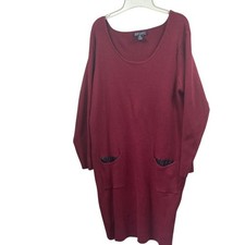 UST.ONE Burgundy Ribbed Knit Oversized Sweater Dress • Cozy Core • L
