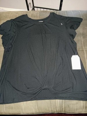 Time And Tru Short Sleeve Flutter Twist Top Women's Size XXL Black NWT