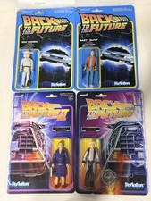 4 ReAction Back to the Future Super7 Funko Figures Marty, Doc, Biff