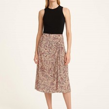 Talbots Silk Skirt Sz 8 M S Midi Vtg Paisley Lined Whimsigoth Fairycore Boho Y2K