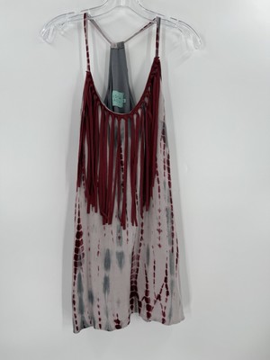 Judith March Fringe Tie Dye Cowboy Western Spaghetti Strap Festival Dress  SMALL | eBay