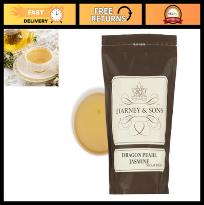 Premium Dragon Pearl Jasmine Tea - 50 Sachets, Aromatic Green Tea, Loose Leaf Fl